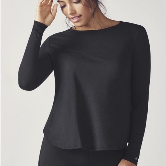 Fabletics Black Open-Back Long Sleeve Top - Picture 2 of 4